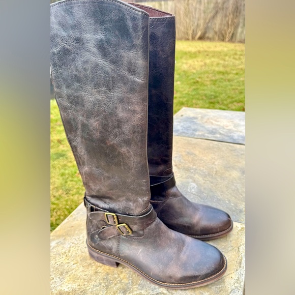 Hinge Brown Leather Devin Riding Boots size 8 - Picture 1 of 10